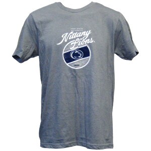 heather gray short sleeve t-shirt Penn State University Nittany Lions strike through graphic